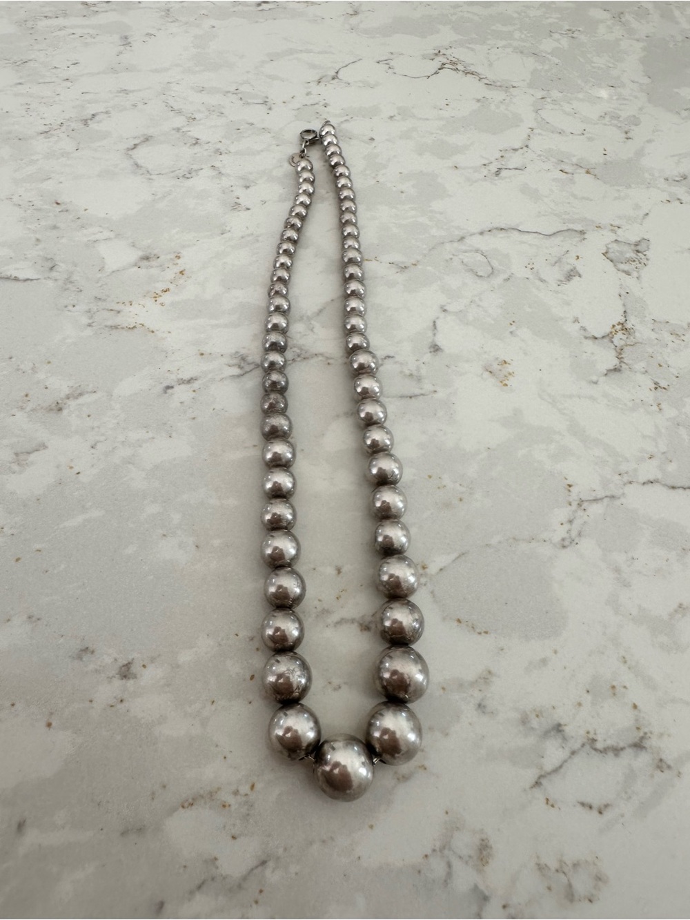 Classic Silver Bead Necklace - Elegant Women's Jewelry